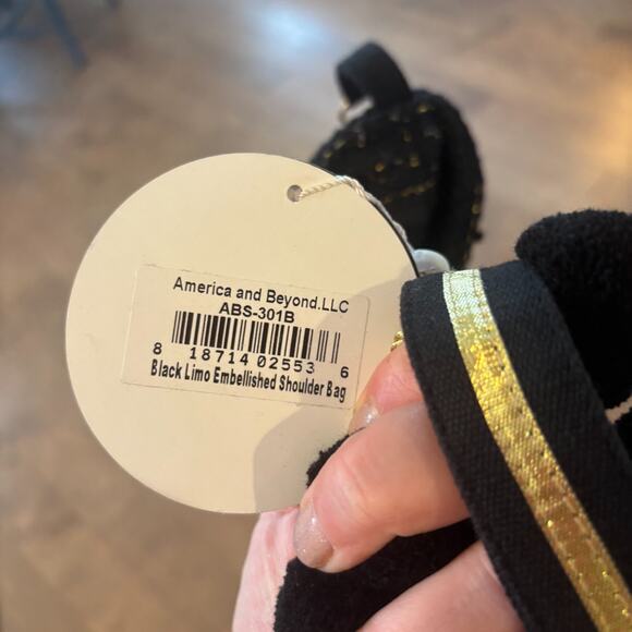 NWT America & Beyond Embellished Tote Black Limo Embellished Shoulder Bag - Picture 6 of 7